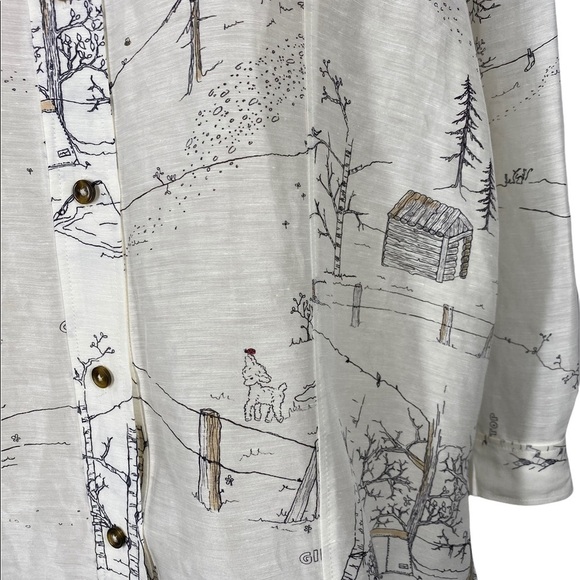 GANNI Silk Linen Girls On Top Oversized Tunic Shirt - Picture 7 of 11